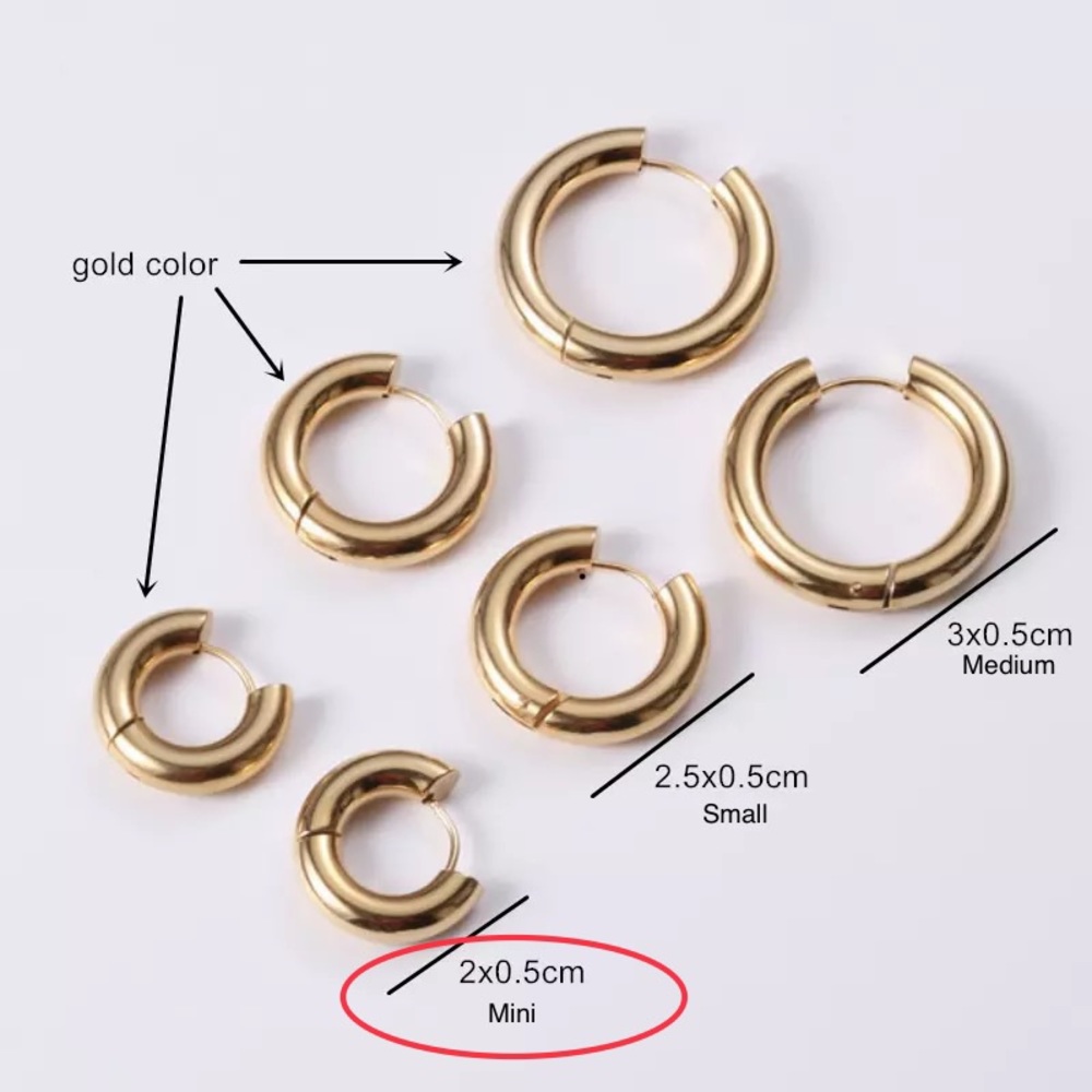 (Mini) Insta 18k Gold Plated Stainless Chunky Huggies Hoop Earrings Gift Mother…